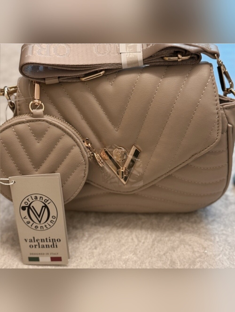 New! Valentino Orlandi Quilted Vegan Leather Crossbody w/Coin Purse $360 Retail
